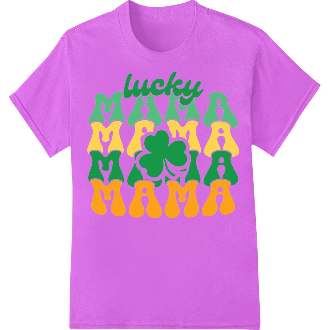 Lucky Mama: Festive St. Patrick's Day Heat Transfer Print on purple shirt - SUPERDTF-DTF Prints-DTF Transfers-Custom DTF Prints