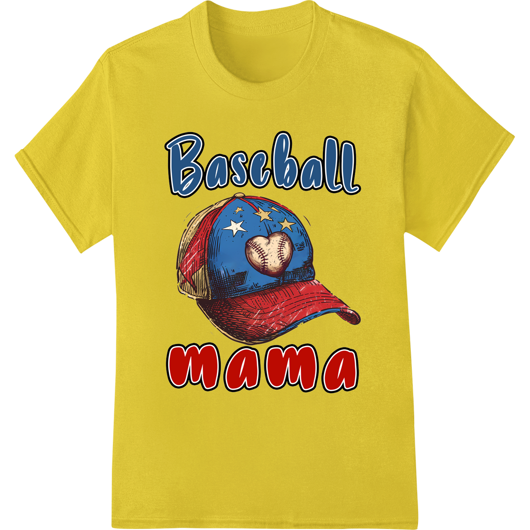 Baseball Mama Pride | Patriotic DTF Print Heat Transfer on yellow shirt - SUPERDTF-DTF Prints-DTF Transfers-Custom DTF Prints