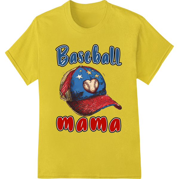 Baseball Mama Pride | Patriotic DTF Print Heat Transfer on yellow shirt - SUPERDTF-DTF Prints-DTF Transfers-Custom DTF Prints