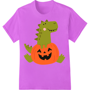 Playful Dinosaur Pumpkin Halloween Heat Transfer Design made with premium DTF printing experts