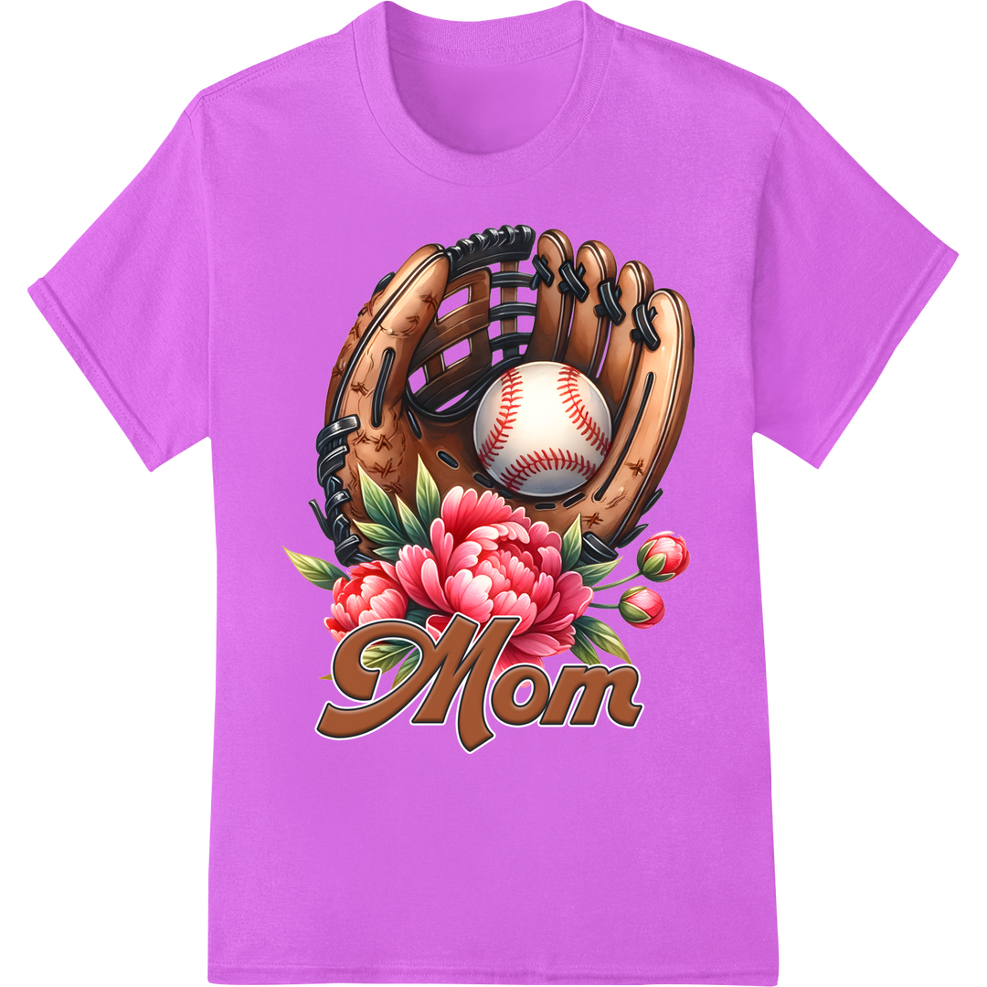 Heartfelt Baseball Mom DTF Print Heat Transfer Gift Idea on purple shirt - SUPERDTF-DTF Prints-DTF Transfers-Custom DTF Prints