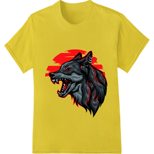 Durable DTF prints applied to Unleash the Beast: Fierce Angry Wolf in Bold Red and Black