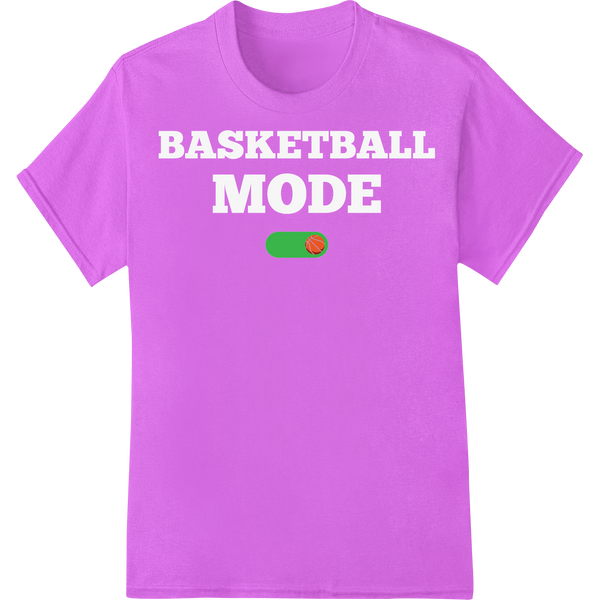 Slam Dunk Style: Bold Basketball DTF Print | Sports Shirt on purple shirt - SUPERDTF-DTF Prints-DTF Transfers-Custom DTF Prints