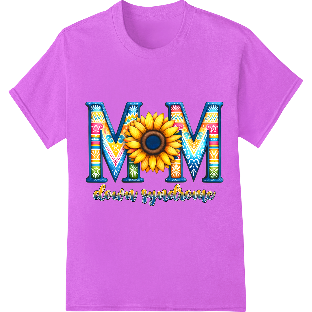 Vibrant Sunflower Down Syndrome Awareness DTF Print Transfer on purple shirt - SUPERDTF-DTF Prints-DTF Transfers-Custom DTF Prints