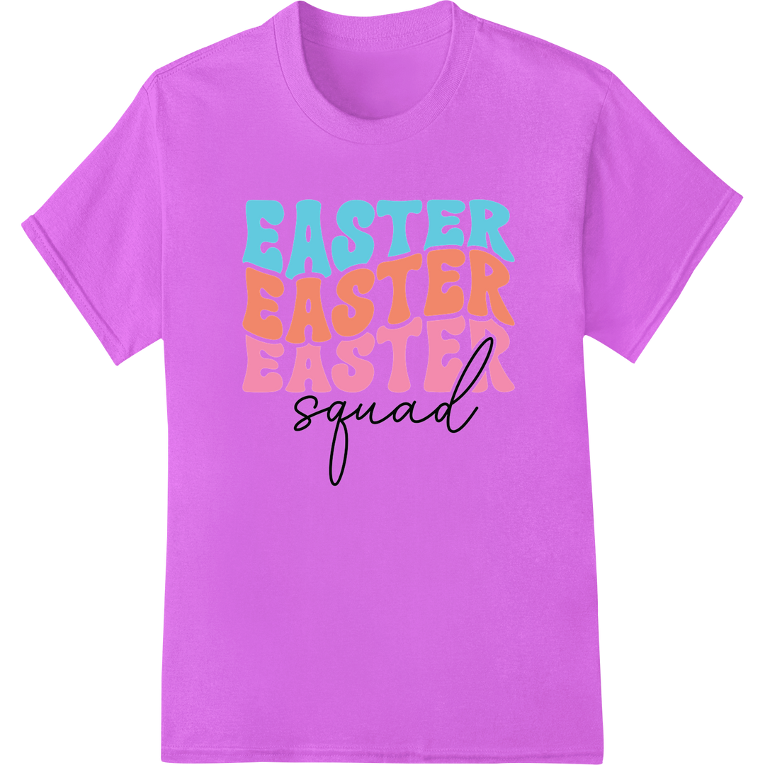 Colorful EASTER Squad DTF Print Heat Transfer | Festive Design on purple shirt - SUPERDTF-DTF Prints-DTF Transfers-Custom DTF Prints