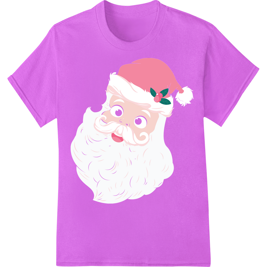 Playful Pink Santa DTF Heat Transfer | Festive Holiday on purple shirt - SUPERDTF-DTF Prints-DTF Transfers-Custom DTF Prints