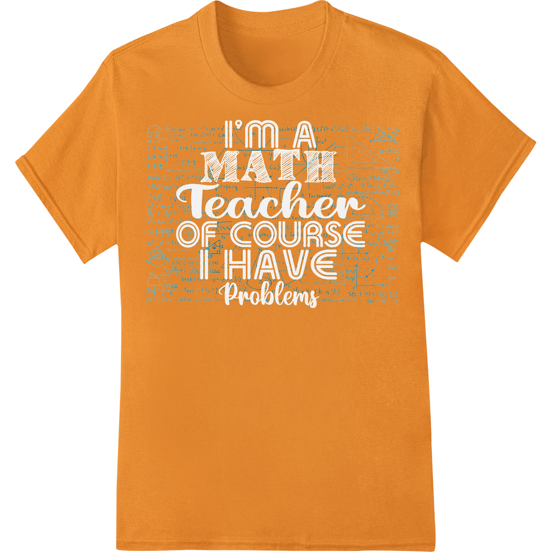 Captivating Math Equations DTF Print Heat Transfer on orange shirt - SUPERDTF-DTF Prints-DTF Transfers-Custom DTF Prints