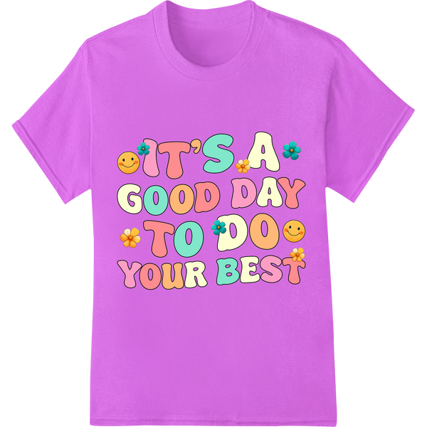 Vibrant Motivational DTF Print: Spread Joy & Positivity on purple shirt - SUPERDTF-DTF Prints-DTF Transfers-Custom DTF Prints