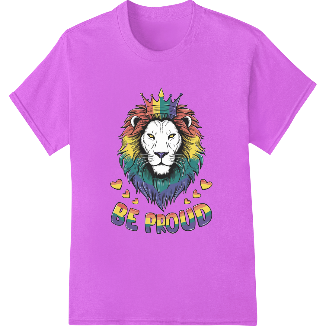 Proud Rainbow Lion - LGBT Pride DTF Print Heat Transfer on purple shirt - SUPERDTF-DTF Prints-DTF Transfers-Custom DTF Prints