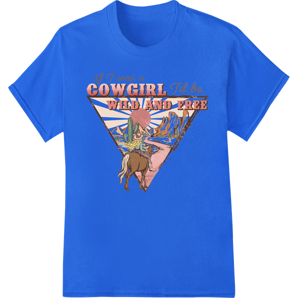 Rustic Romance: Western Cowgirl Valentine's Day DTF Print on blue shirt - SUPERDTF-DTF Prints-DTF Transfers-Custom DTF Prints