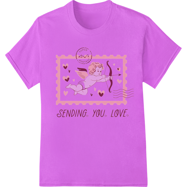 Adorable Cupid Valentine's Day DTF Print Heat Transfer on purple shirt - SUPERDTF-DTF Prints-DTF Transfers-Custom DTF Prints