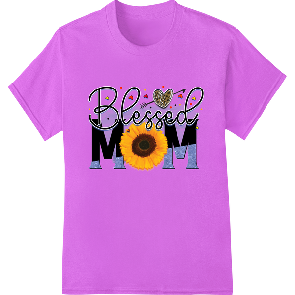 Blessed Mom: Celebrate Motherhood with Sunflower Love on purple shirt - SUPERDTF-DTF Prints-DTF Transfers-Custom DTF Prints