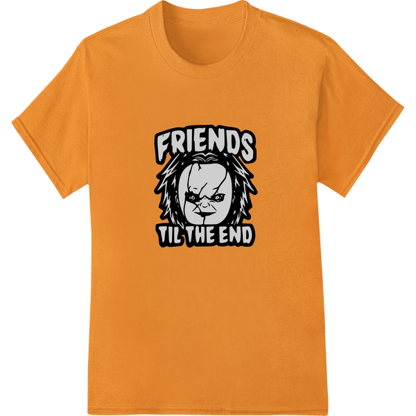 Edgy "Friends Til The End" Halloween DTF Print Transfer on orange shirt - SUPERDTF-DTF Prints-DTF Transfers-Custom DTF Prints