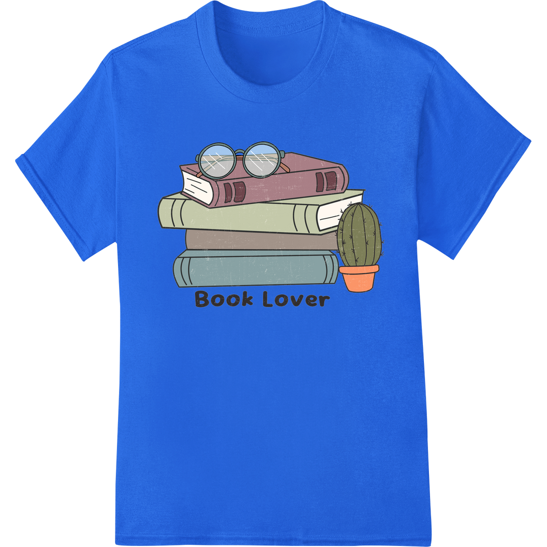 Adorable 'Book Lover' DTF Print Heat Transfer | Super DTF on blue shirt - SUPERDTF-DTF Prints-DTF Transfers-Custom DTF Prints