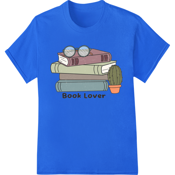 Adorable 'Book Lover' DTF Print Heat Transfer | Super DTF on blue shirt - SUPERDTF-DTF Prints-DTF Transfers-Custom DTF Prints