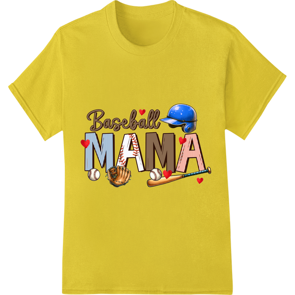 Honor Baseball Moms with 'Baseball MAMA' DTF Print Transfer on yellow shirt - SUPERDTF-DTF Prints-DTF Transfers-Custom DTF Prints