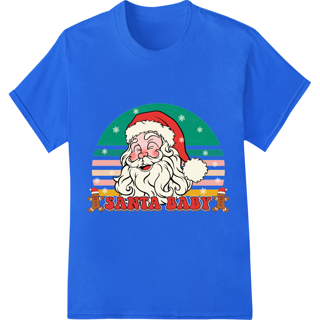 Jolly Santa Claus Christmas DTF Print Heat Transfer on blue shirt - SUPERDTF-DTF Prints-DTF Transfers-Custom DTF Prints