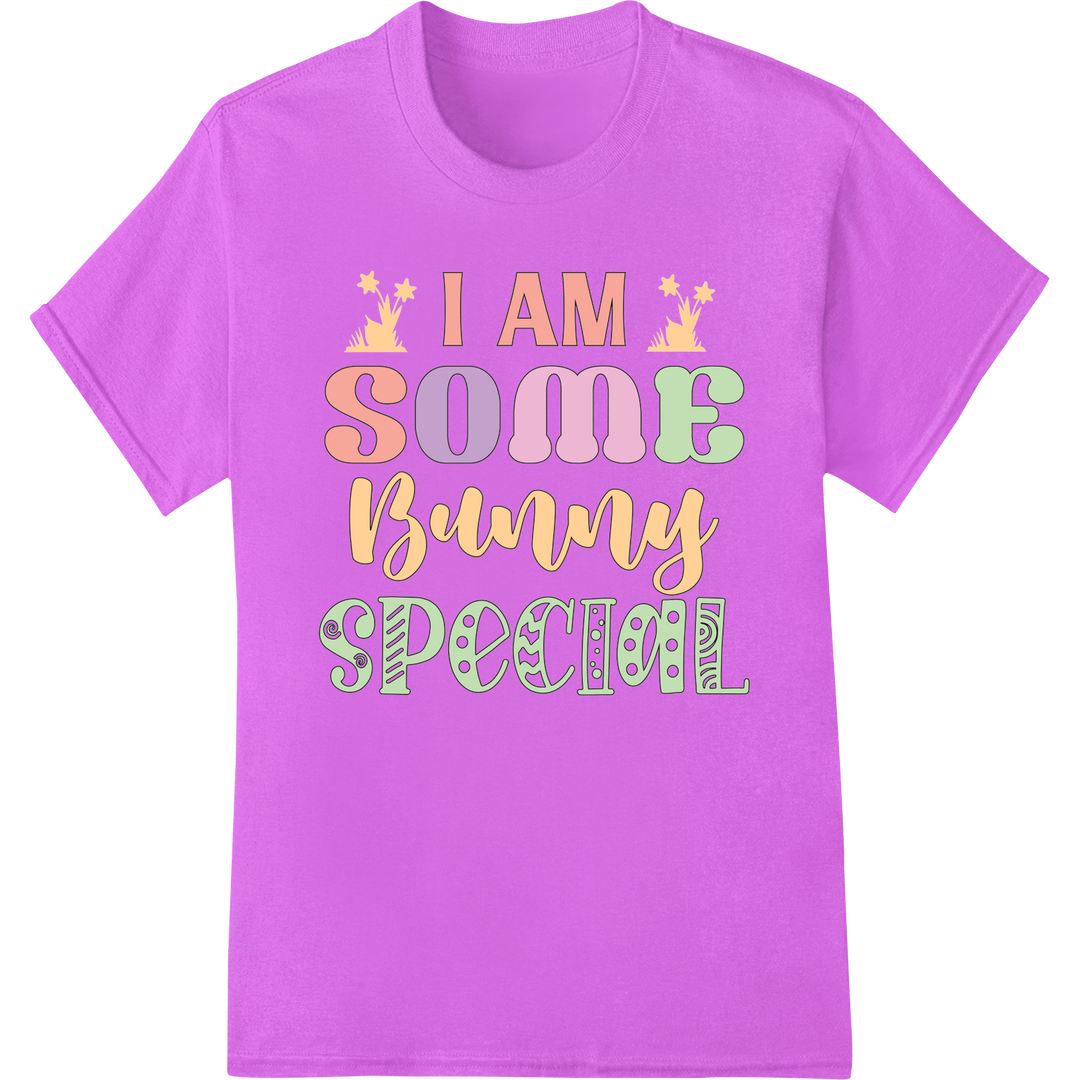 I AM SOME BUNNY SPECIAL - Cute Easter DTF Print Transfer on purple shirt - SUPERDTF-DTF Prints-DTF Transfers-Custom DTF Prints