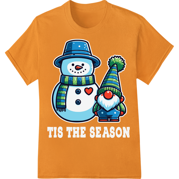 Adorable Frosty Snowman Christmas Heat Transfer Print on orange shirt - SUPERDTF-DTF Prints-DTF Transfers-Custom DTF Prints