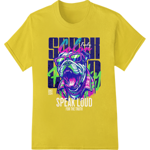 Durable heat transfer applied to Fierce Neon Pug Graffiti Art 'SAVAGE' DTF Print Heat Transfer