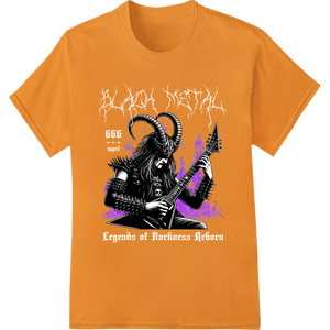 Premium quality custom print solutions on Rockstar Skeleton Guitarist Purple Flames Heat Transfer