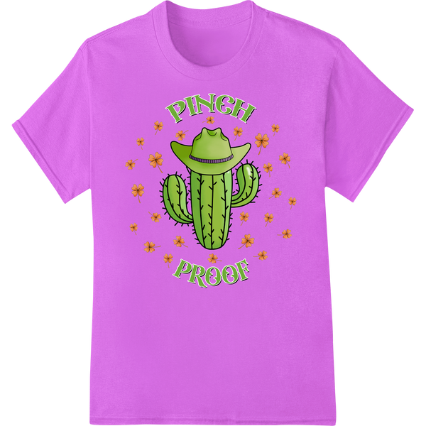 Pinch Proof Cactus: St. Patrick's Day DTF Print Transfer on purple shirt - SUPERDTF-DTF Prints-DTF Transfers-Custom DTF Prints