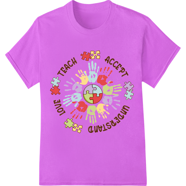 Autism Acceptance Teacher DTF Print Heat Transfer | Super DTF on purple shirt - SUPERDTF-DTF Prints-DTF Transfers-Custom DTF Prints