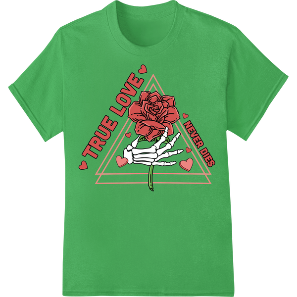 Skeleton's Eternal Love: Valentine's Day DTF Print on green shirt - SUPERDTF-DTF Prints-DTF Transfers-Custom DTF Prints