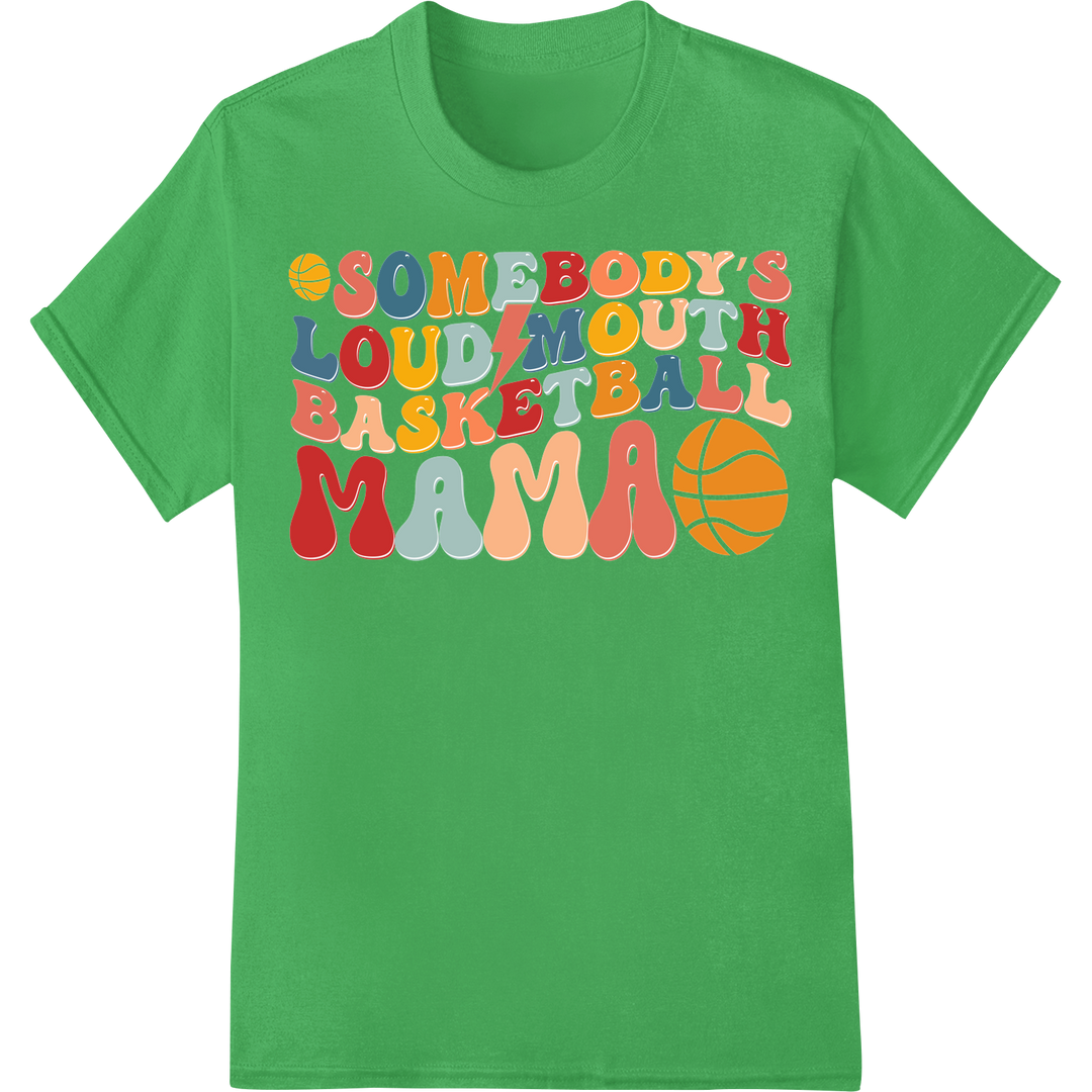 Celebrate Your Basketball Mama with This Bold DTF Print on green shirt - SUPERDTF-DTF Prints-DTF Transfers-Custom DTF Prints