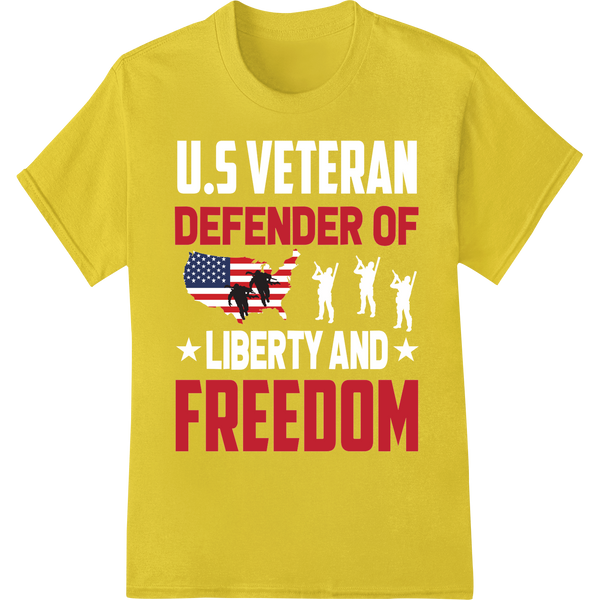 Patriotic Veteran DTF Print: Defender of Freedom Design on yellow shirt - SUPERDTF-DTF Prints-DTF Transfers-Custom DTF Prints