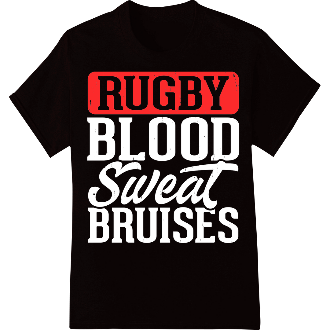 Bold Rugby DTF Transfer Print - Show Your Love for the Game on black shirt - SUPERDTF-DTF Prints-DTF Transfers-Custom DTF Prints