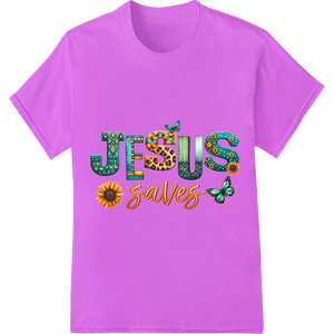 Premium quality professional DTF printing on Jesus Saves: Floral Easter DTF Print Heat Transfer