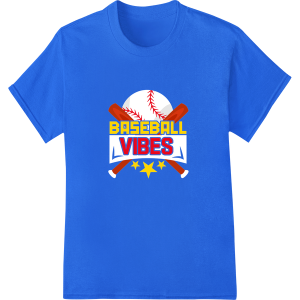 Baseball Vibes DTF Print Heat Transfer | Sports Apparel on blue shirt - SUPERDTF-DTF Prints-DTF Transfers-Custom DTF Prints