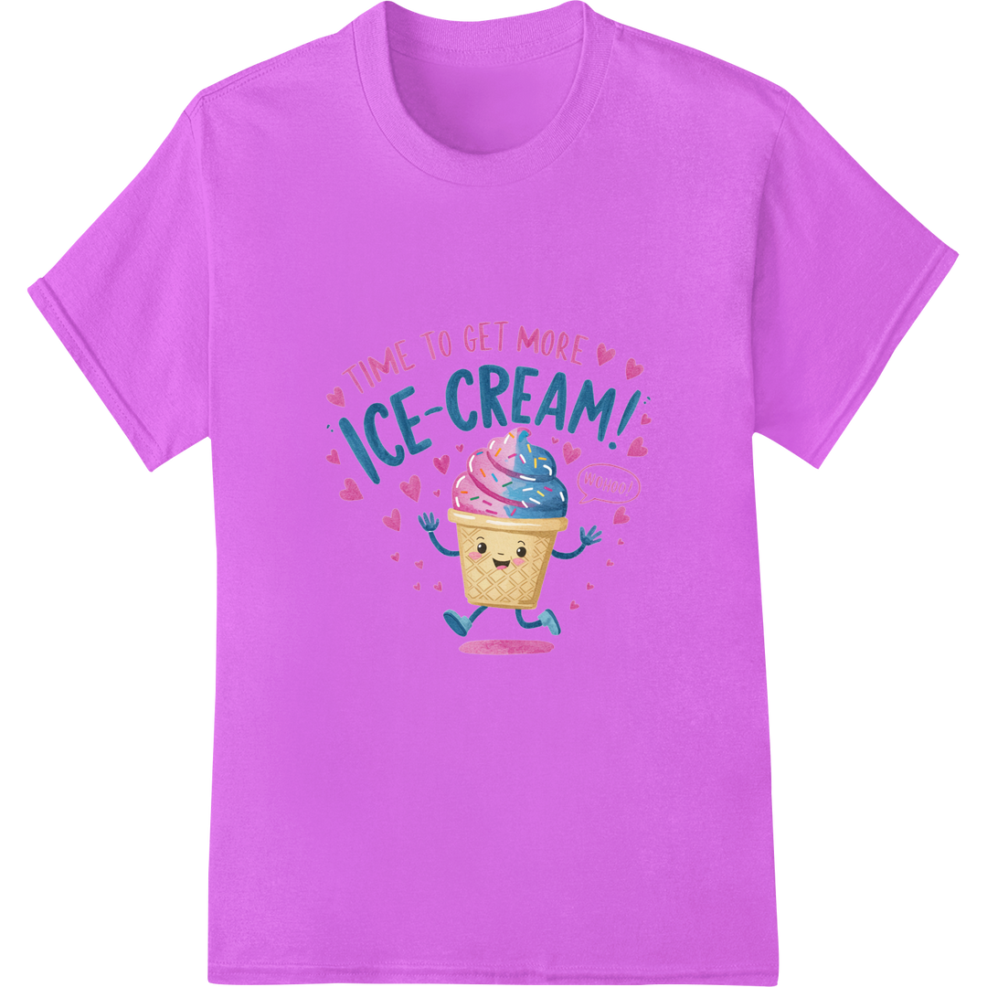 Adorable 'ICE-SCREAM' Pun - Cute Ice Cream DTF Print Transfer on purple shirt - SUPERDTF-DTF Prints-DTF Transfers-Custom DTF Prints