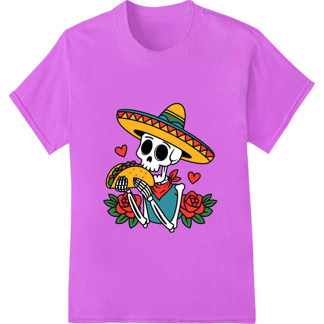 Quirky Skeleton Valentine: Humor Meets Romance on purple shirt - SUPERDTF-DTF Prints-DTF Transfers-Custom DTF Prints