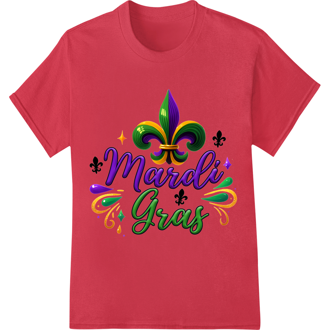 Vibrant Mardi Gras DTF Print Heat Transfer | Bold Colors on red shirt - SUPERDTF-DTF Prints-DTF Transfers-Custom DTF Prints