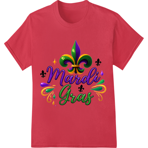 Vibrant Mardi Gras DTF Print Heat Transfer | Bold Colors on red shirt - SUPERDTF-DTF Prints-DTF Transfers-Custom DTF Prints