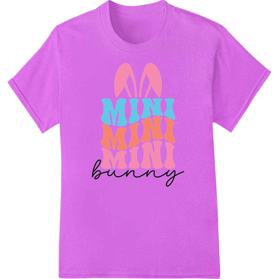 Adorable 'Mini Mini Mini bunny' Easter DTF Print Transfer on purple shirt - SUPERDTF-DTF Prints-DTF Transfers-Custom DTF Prints