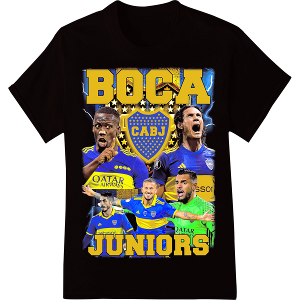 Boca Juniors Passion: Vibrant Fan Art DTF Print Transfer on black shirt - SUPERDTF-DTF Prints-DTF Transfers-Custom DTF Prints