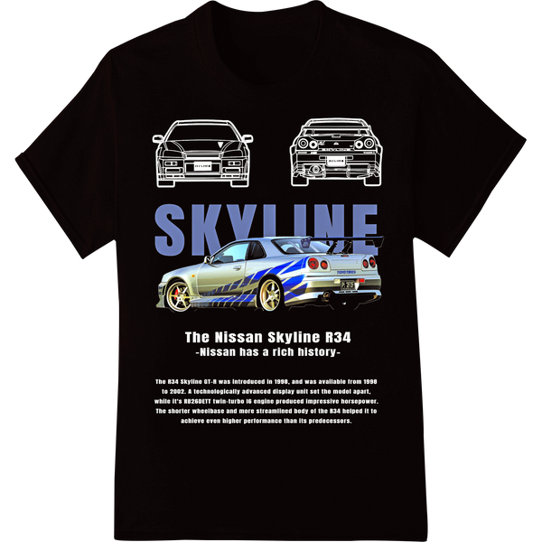 Skyline Sports Car DTF Heat Transfer | Bold Blue & Pink on black shirt - SUPERDTF-DTF Prints-DTF Transfers-Custom DTF Prints