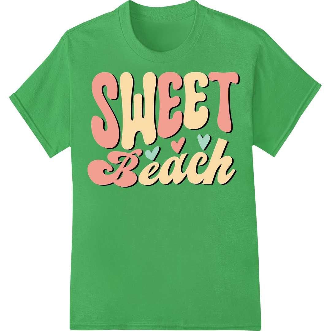 Retro 'Sweet Peach' DTF Print Heat Transfer | Vintage Style on green shirt - SUPERDTF-DTF Prints-DTF Transfers-Custom DTF Prints