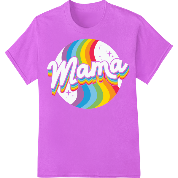 Vibrant Rainbow 'Mama' Pride Month DTF Print Heat Transfer on purple shirt - SUPERDTF-DTF Prints-DTF Transfers-Custom DTF Prints