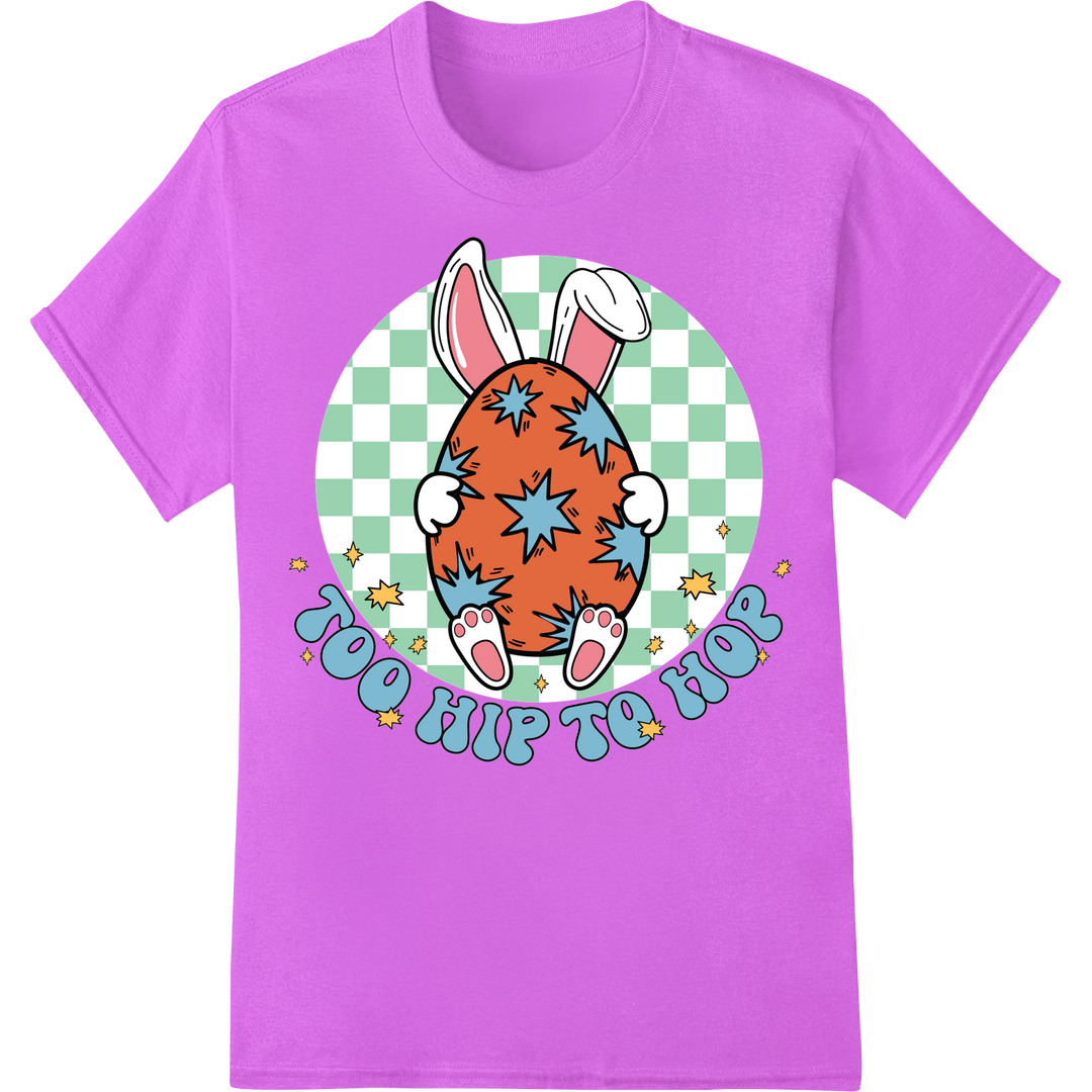 Retro Easter Bunny DTF Print - Too Cute to Hop on purple shirt - SUPERDTF-DTF Prints-DTF Transfers-Custom DTF Prints