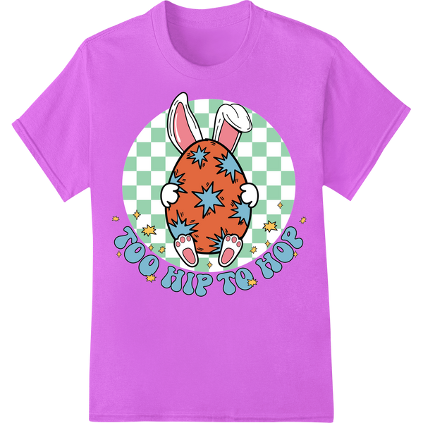 Retro Easter Bunny DTF Print - Too Cute to Hop on purple shirt - SUPERDTF-DTF Prints-DTF Transfers-Custom DTF Prints