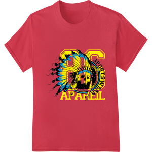 Unique t shirt prints for Vibrant Apache Skull Heat Transfer - Bold Native Design