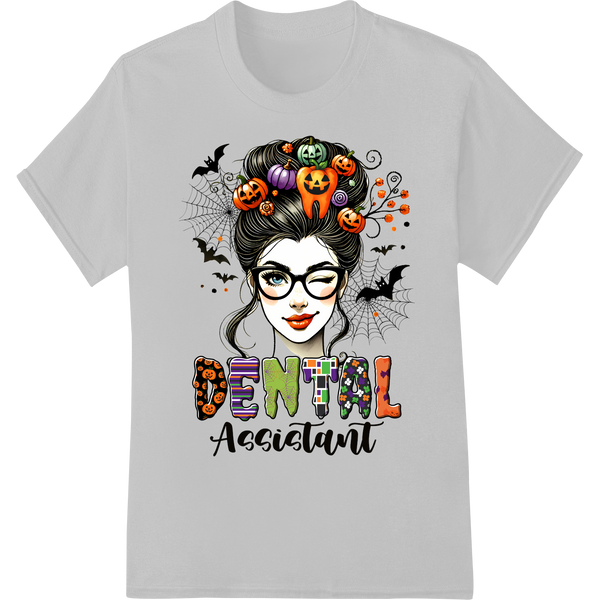 Spooky Dental Assistant Halloween DTF Heat Transfer Print on white shirt - SUPERDTF-DTF Prints-DTF Transfers-Custom DTF Prints