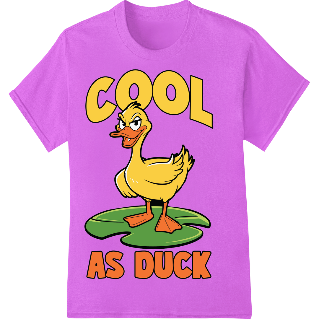 Cool as Duck: Funny Cartoon Animal DTF Print Heat Transfer on purple shirt - SUPERDTF-DTF Prints-DTF Transfers-Custom DTF Prints