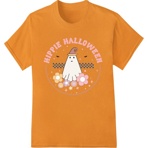 Adorable Hippie Ghost Halloween Heat Transfer on orange shirt - SUPERDTF-DTF Prints-DTF Transfers-Custom DTF Prints