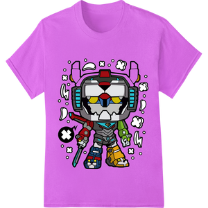 Durable heat transfer applied to Retro Robot: Geek Out with Comic Book Style Mecha