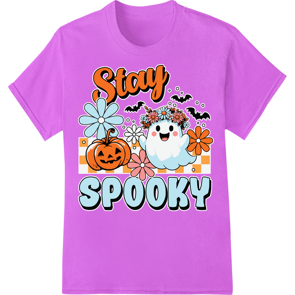 Adorable Ghost & Pumpkin Halloween Heat Transfer on purple shirt - SUPERDTF-DTF Prints-DTF Transfers-Custom DTF Prints